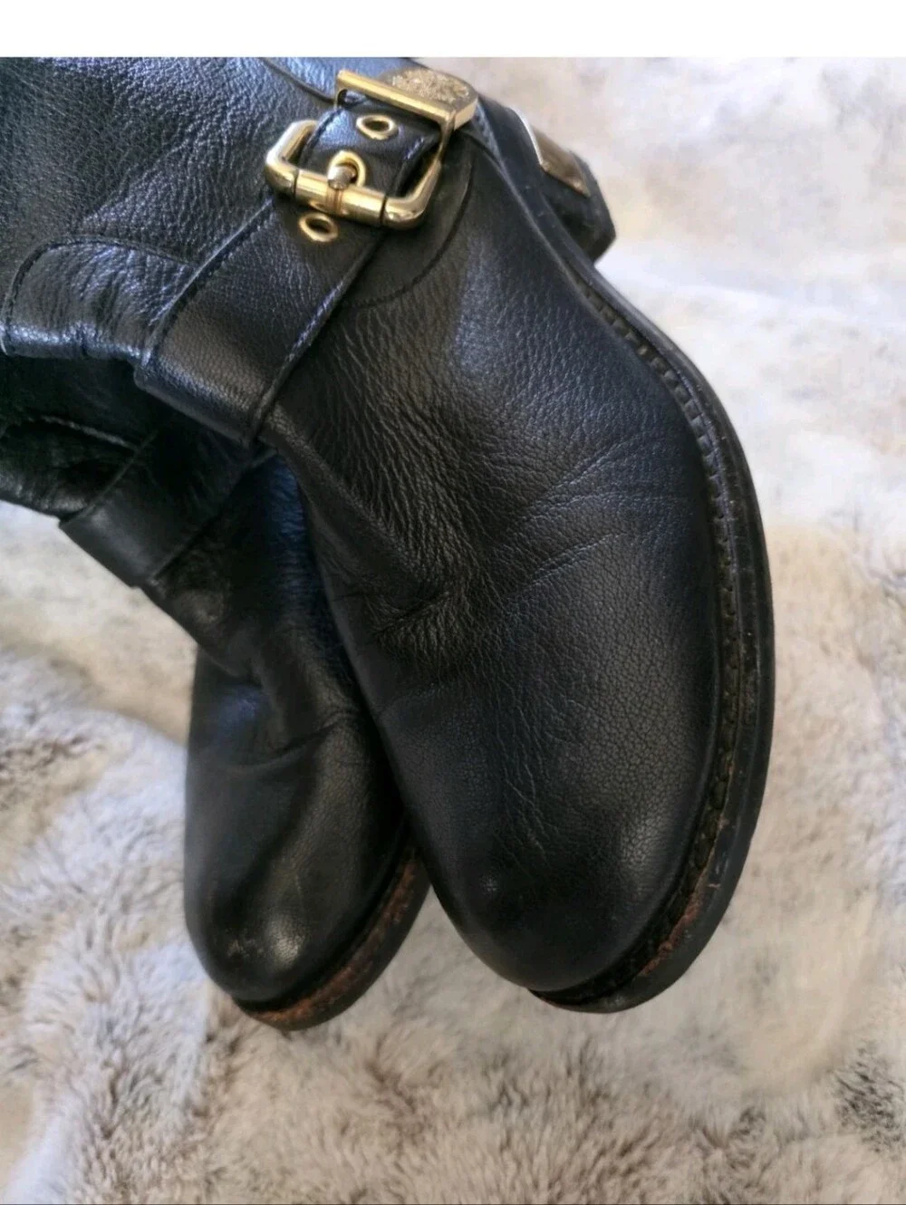 Vince Camuto  Winchell Women's Black & Gold Leather Boots US Size 7 1/2 M